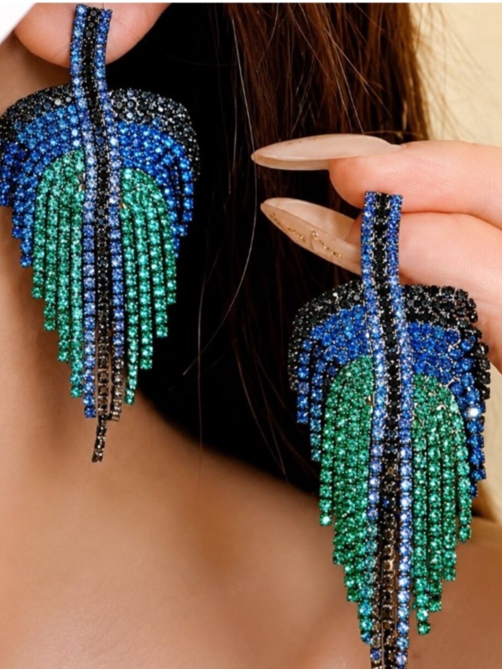 Ombre Multicolor Crystal Fringe Earrings